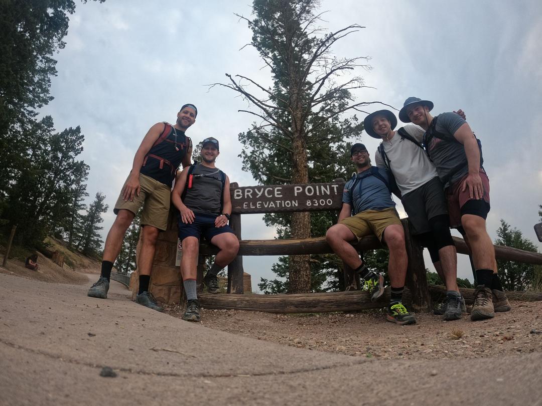 The crew at the Bryce Point elevation sign