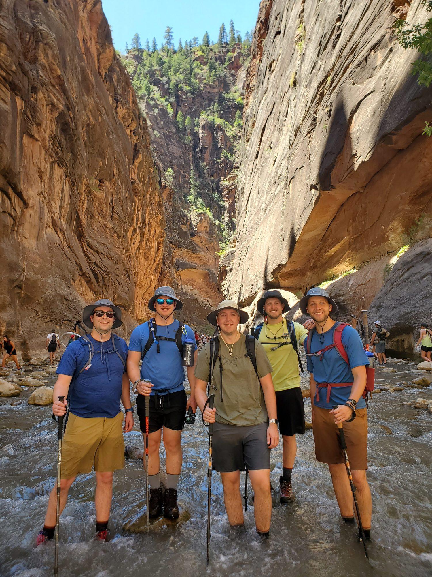 The crew in a Utah slot canyon