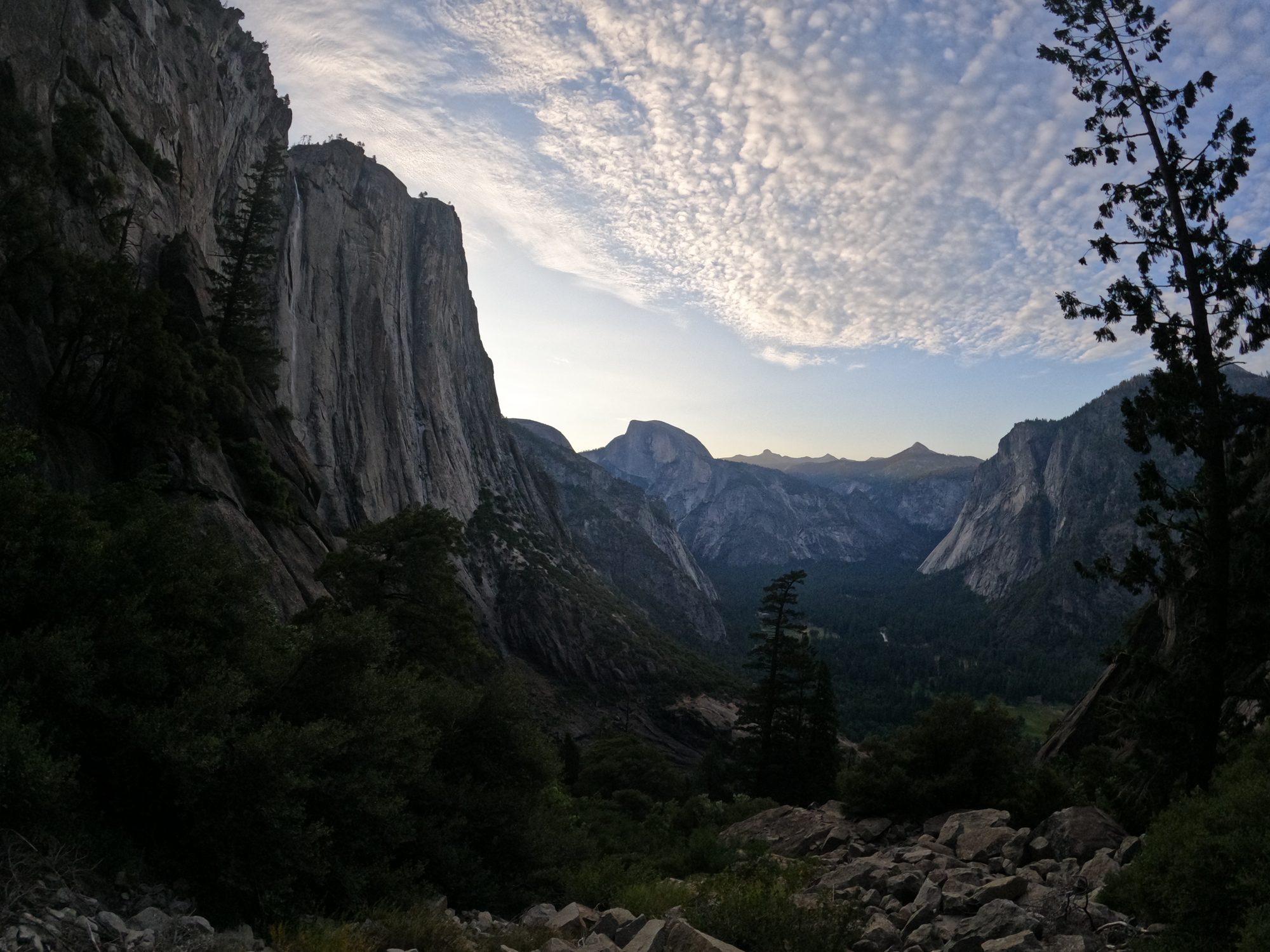 Cloud layers over Yosemite Valley at dawn