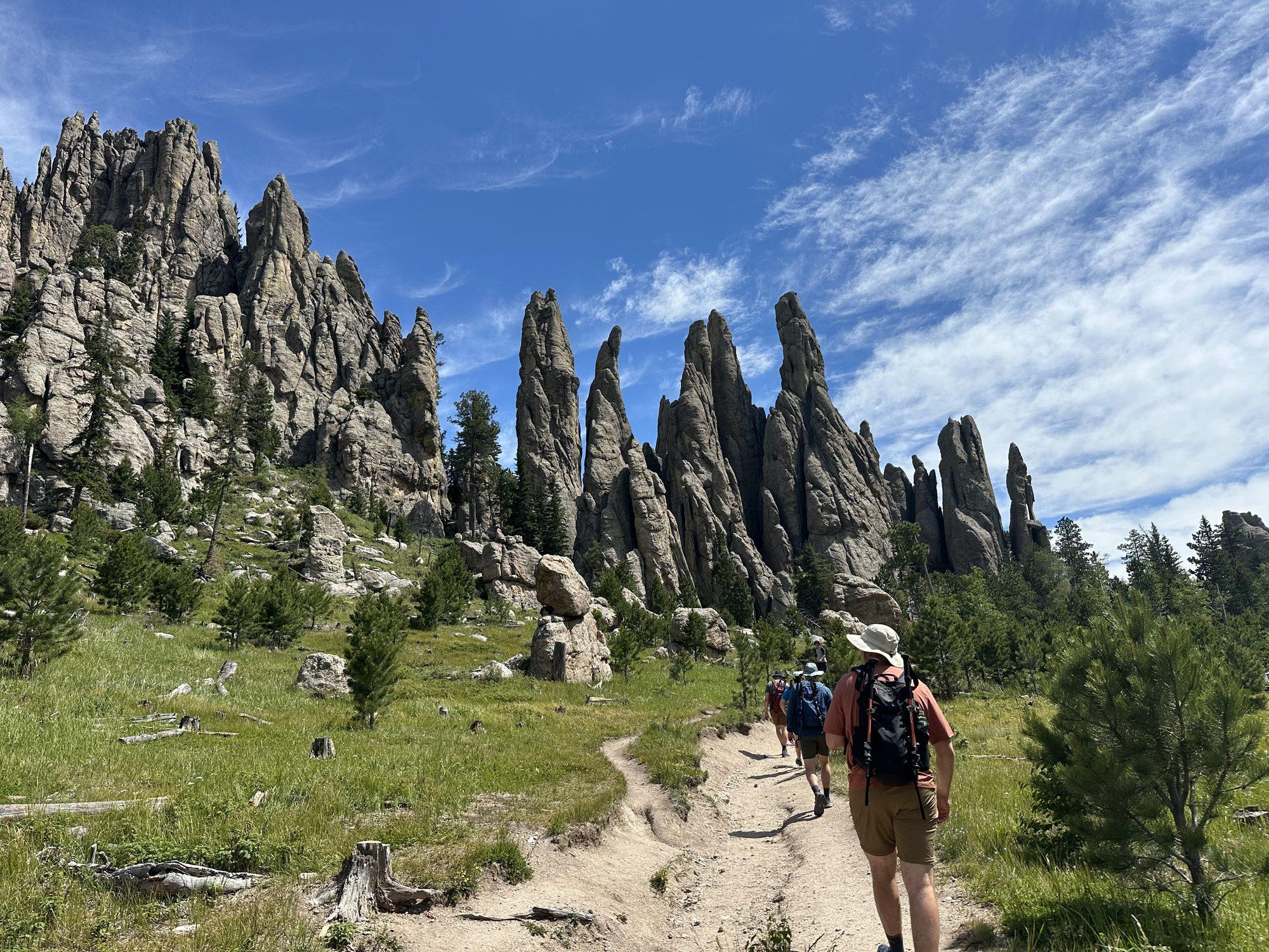Rock spires along a Badlands trail