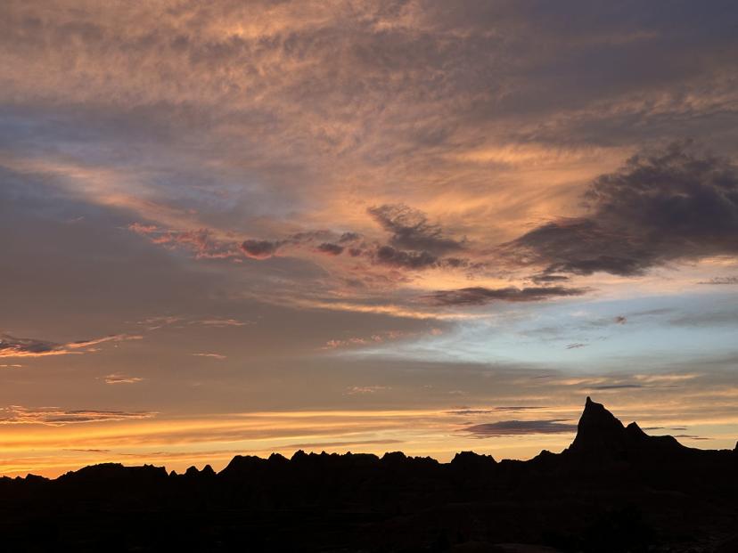 Sunset over the Badlands spires