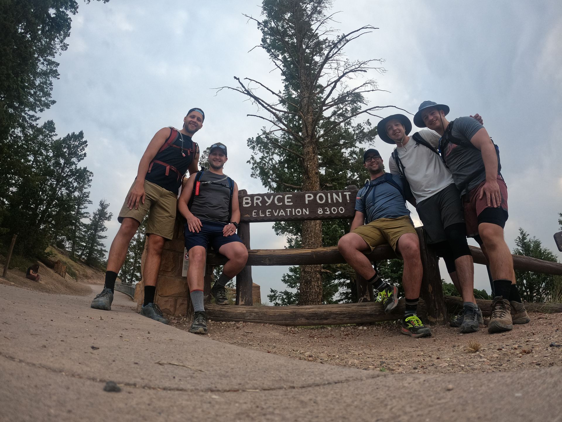 The crew at the Bryce Point elevation sign