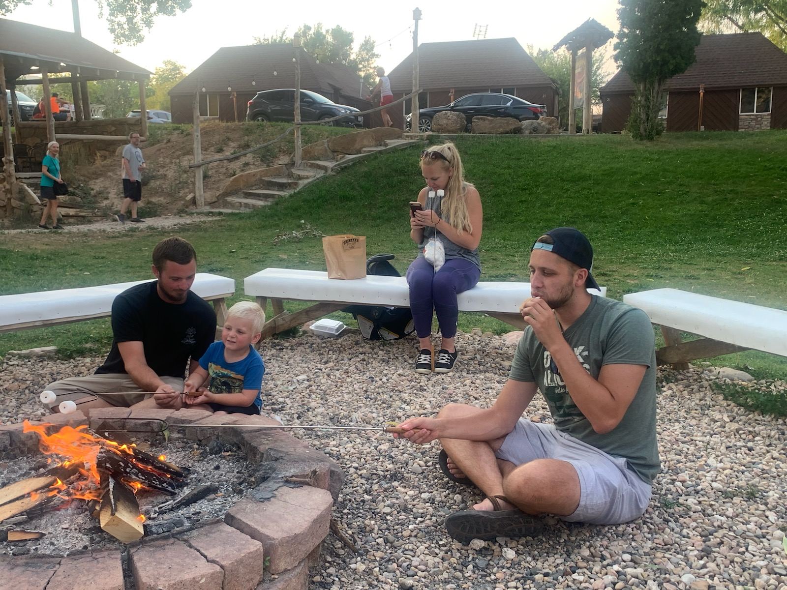 Roasting marshmallows by the campfire